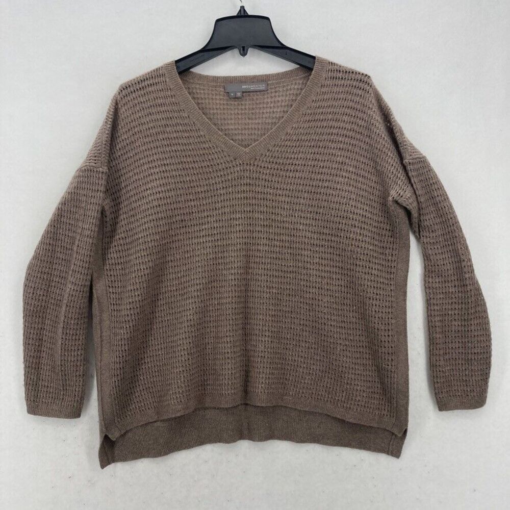 360 Sweater Women's Small Cashmere V-Neck Waffle Knit Pullover Lightweight Cozy‎